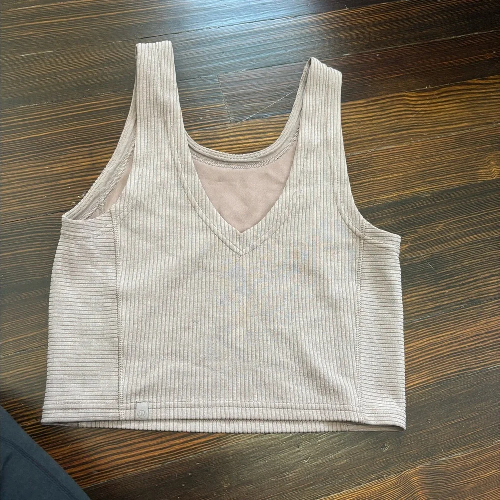 lululemon athletica taupetastic ribbed Softstreme Tank Top size 4